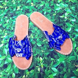 Blue Bandana Bow Sandals Size 12 - Runs a size smaller